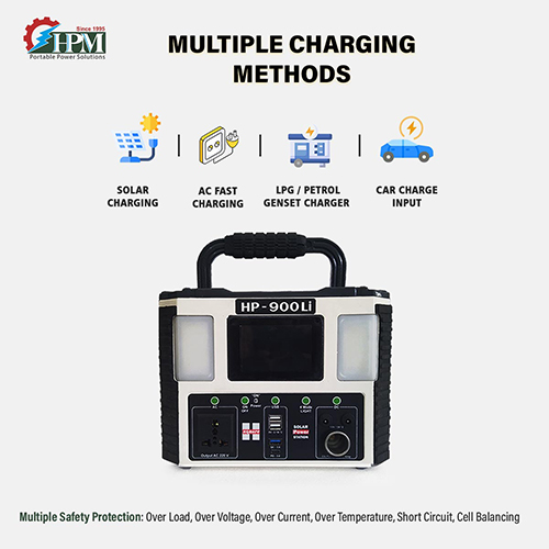 900VA Solar Power Station, with In-built Lithium Battery, Portable, Model: HP-900Li